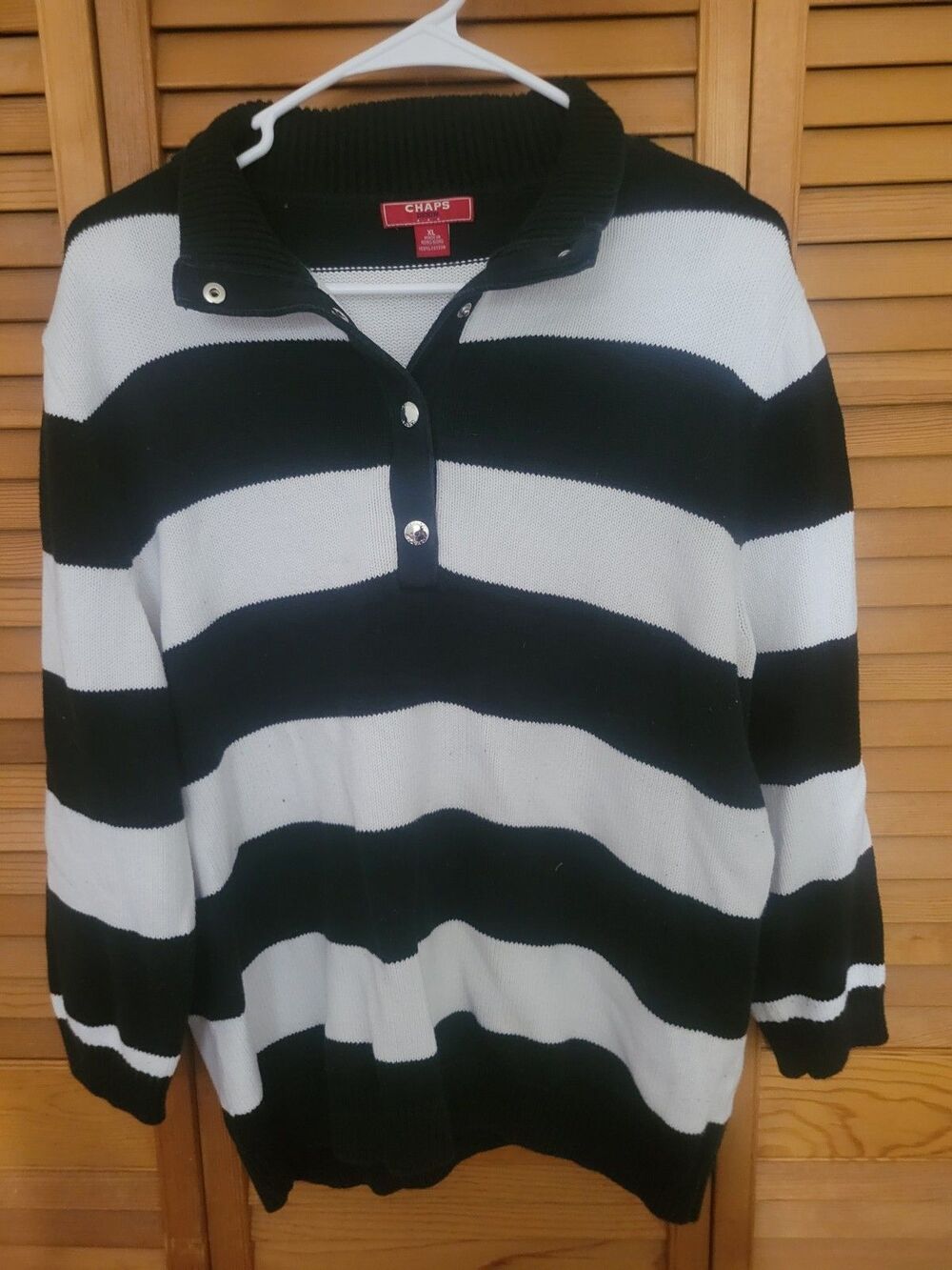 Women's CHAPS Coastal Beachy Preppy Black & White Sweater XL